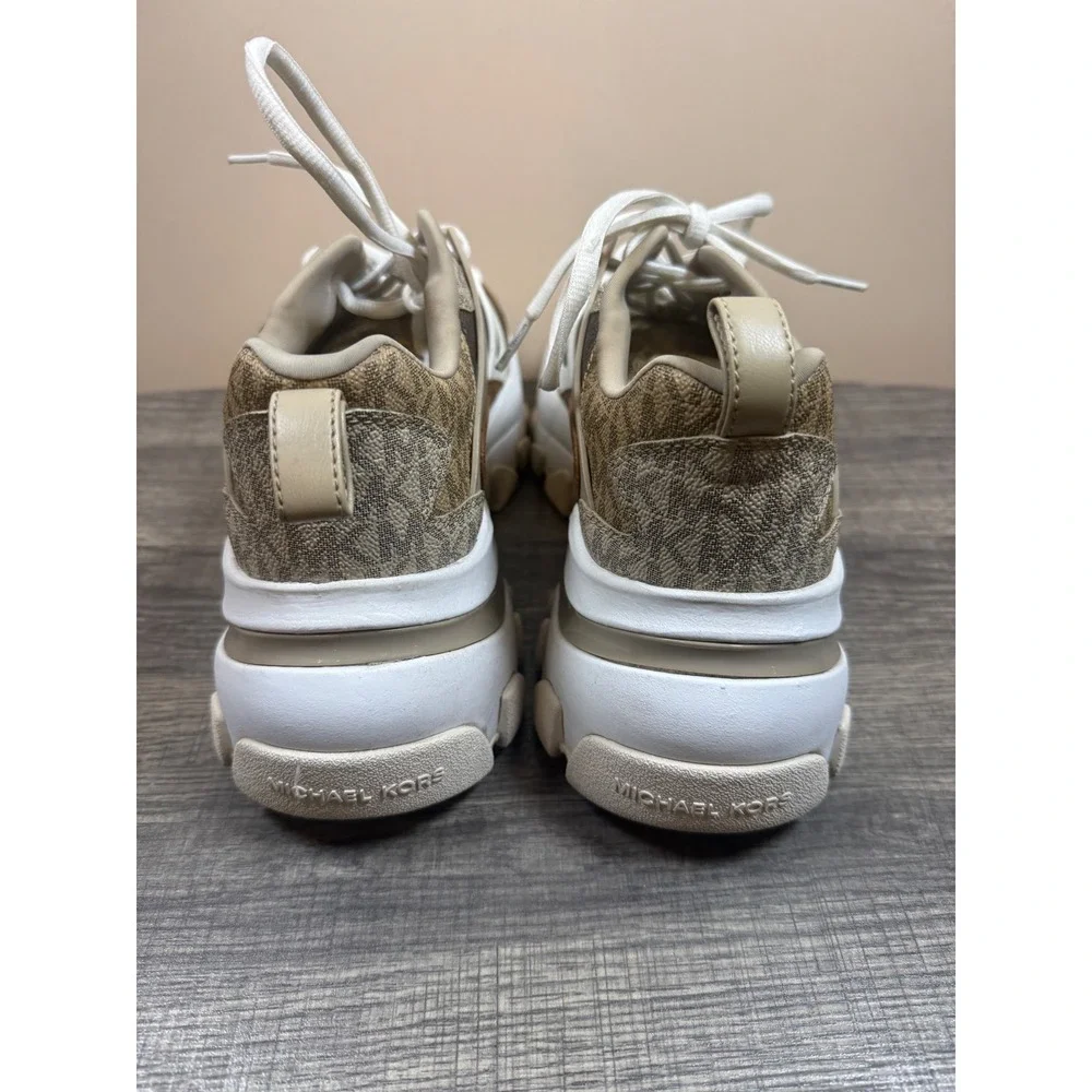 Michael Kors Miles Mens Brown Monogram Logo Chunky Trainer Sneakers